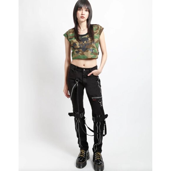 Tripp NYC Bondage Zipper Pants Black Unisex 32 Goth Grunge Rave Punk Rock Emo - Picture 4 of 13